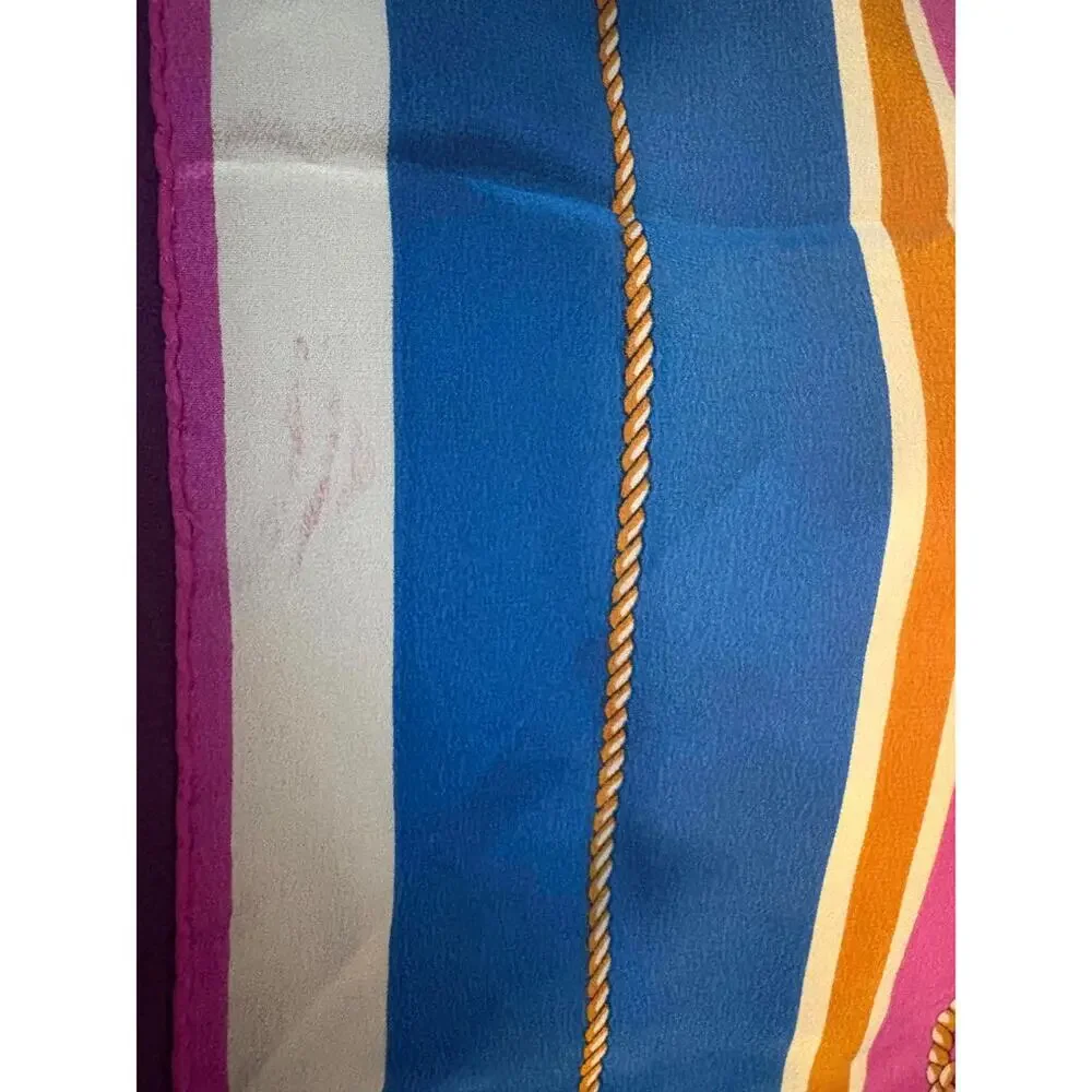 Vintage 70's Royal Cruise Line Rare Collectors 100% Silk Scarf Coastal Resort